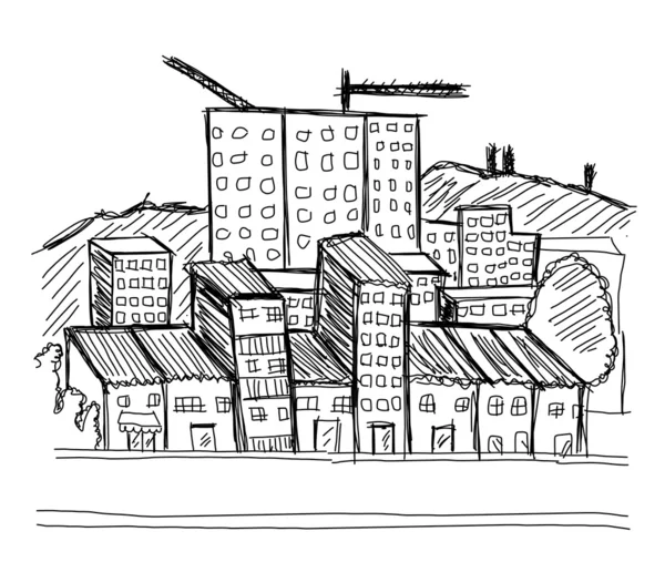 Sketch Building City Vector — Stok Vektör