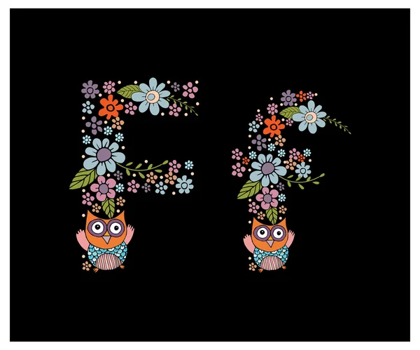 The floral  letter F — Stok fotoğraf