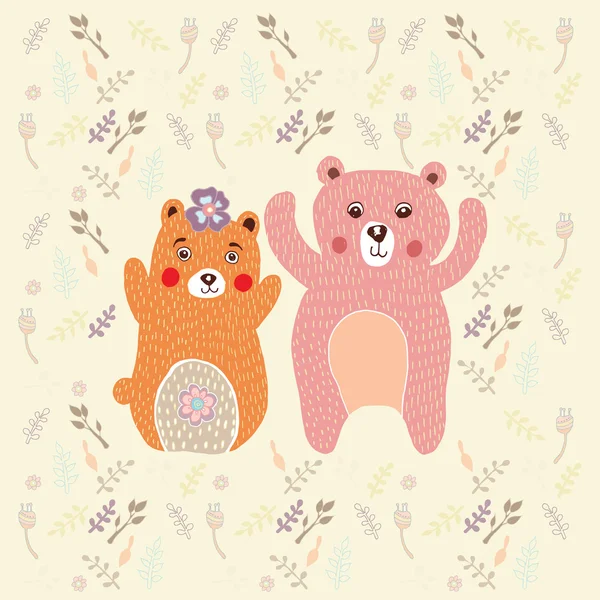 Bear Couple with Leaf Backgrounds — Stok fotoğraf