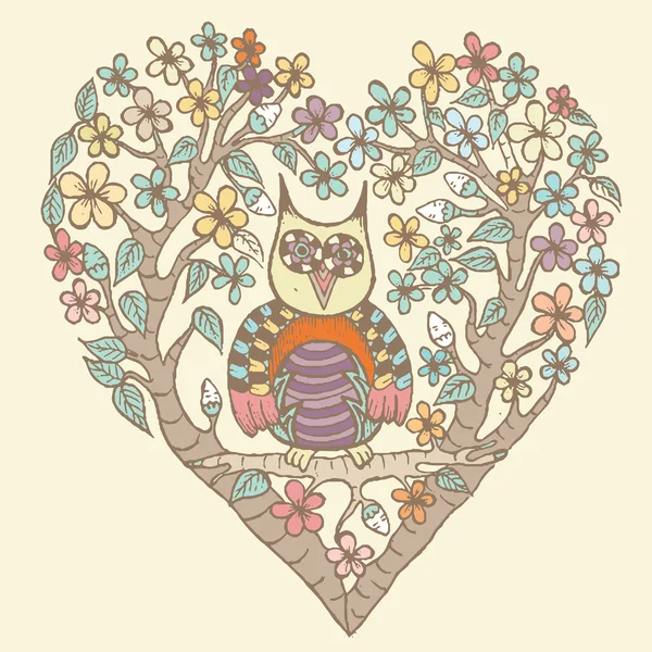 Owl Flower with Heart — Stock Fotó