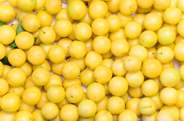 Yellow mirabelle plums, background, texture — Stock Photo, Image