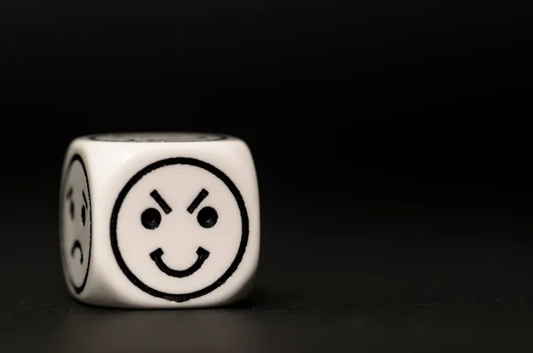 Single emoticon dice with happy expression sketch — Stock Photo, Image
