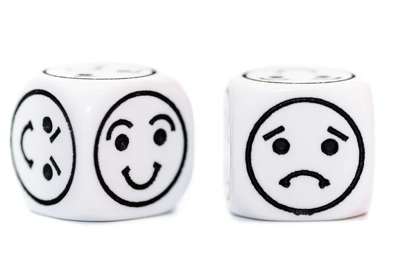 Dados emoticon com esboço expressão feliz e triste — Fotografia de Stock