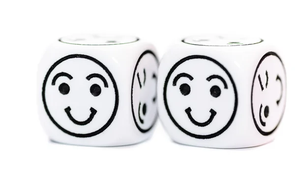 Zwei Emoticon-Würfel mit glücklichem Gesichtsausdruck Skizze — Stockfoto