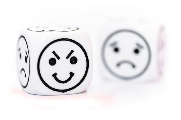 Dados emoticon com esboço expressão feliz e triste — Fotografia de Stock