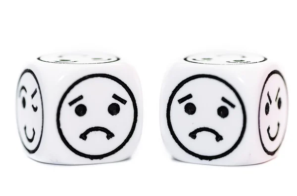 Emoticon dice with sad expression sketch — Stock Photo, Image