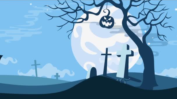 Halloween dibujos animados sin costuras en bucle fondo animado . — Vídeos de Stock