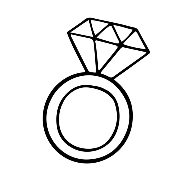 Jednoduchý Prsten Ikonou Diamantového Čmáranice Vektor — Stockový vektor