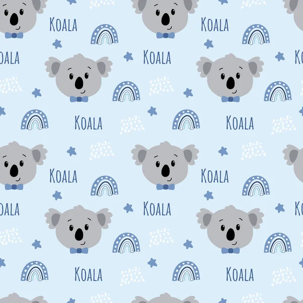 Patrón Lindo Sin Costuras Con Koala Arco Iris Para Niños — Archivo Imágenes Vectoriales
