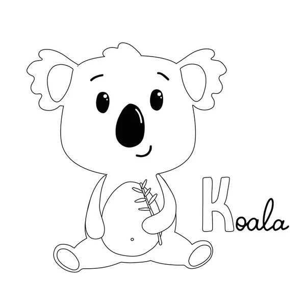 Carino Koala Con Segno Koala Colorare Isolato Sfondo Bianco Vettore — Vettoriale Stock