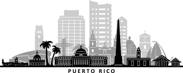 PUERTO RICO San Juan Usa Şehri Skyline Vektörü