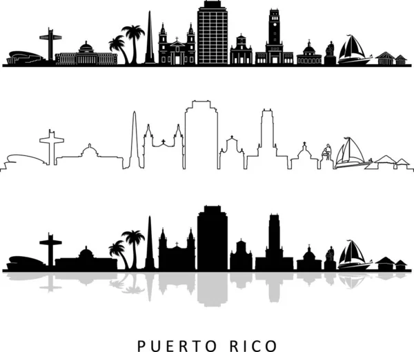 Puerto Rico San Juan Usa Cidade Skyline Vector — Vetor de Stock