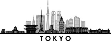 TOKIO Japonya Asya Şehri Skyline Vektörü