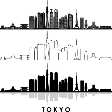 TOKIO Japonya Asya Şehri Skyline Vektörü