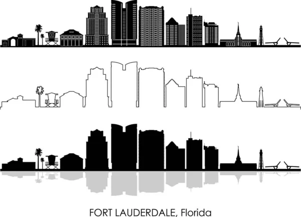 Fort Lauderdale Florida Eua City Skyline Vector — Vetor de Stock