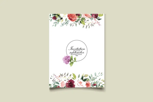 Conjunto Tarjetas Boda Floral Acuarela — Vector de stock