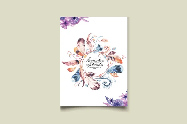 Watercolor Floral Wedding Card Set — Stock Vector