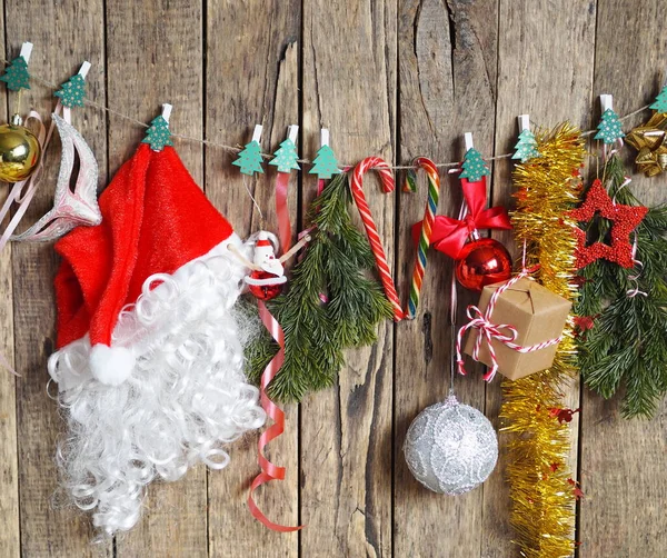 Veille Noël Chapeau Père Noël Les Branches Épinette Les Décorations — Photo