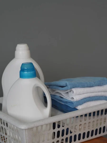 Maqueta Blanco Eco Diseño Botellas Plástico Embalaje Detergente Para Ropa — Foto de Stock