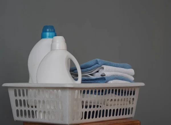 Blank Mockup Eco Design Plastikowych Butelek Opakowania Detergentu Prania Kolorową — Zdjęcie stockowe