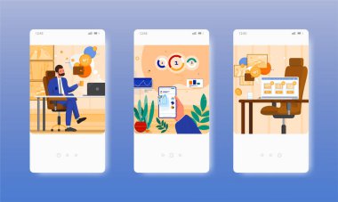 Koleksiyoncu NFT şifreleme sanatı alıyor. Para iadesi olmayan jeton. Mobil uygulama ekranları, vektör web sitesi afişi, web sitesi tasarım şablonu