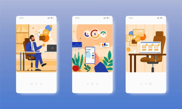 Sammler kauft NFT-Kryptokunst. Nicht fungible Token. Mobile App-Bildschirme, Vektor-Website-Banner, Website-Design-Vorlage — Stockvektor
