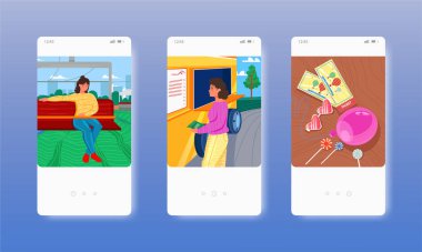 Eğlence parkı. Karnaval, lunapark. Giriş biletleri. Mobil uygulama ekranları, vektör web sitesi afiş şablonu, web sitesi tasarımı