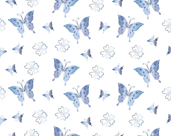 Vlinders Bloemen Naadloos Patroon Voor Textiel Stof Inpakpapier Behang Kleding — Stockfoto