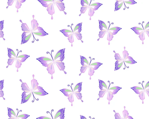 Motýli Bezešvé Vzor Pro Textil Tkaniny Balicí Papír Tapety Oděvy — Stock fotografie