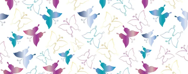 Motýli Bezešvé Vzor Pro Textil Tkaniny Balicí Papír Tapety Oděvy — Stock fotografie
