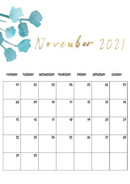 Basılabilir 2021 November Calendar A3 formatı. Aile duvarı planlayıcısı. Pazartesi başlangıç takvimi
