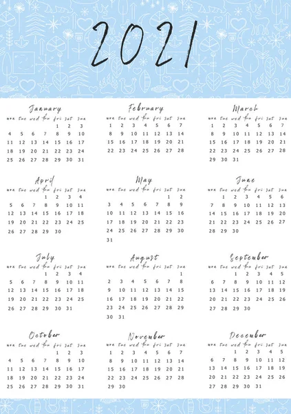 2021 Wall Calendar 2021 Printable Planner Faminy Wall Calendar Year — Stock Photo, Image