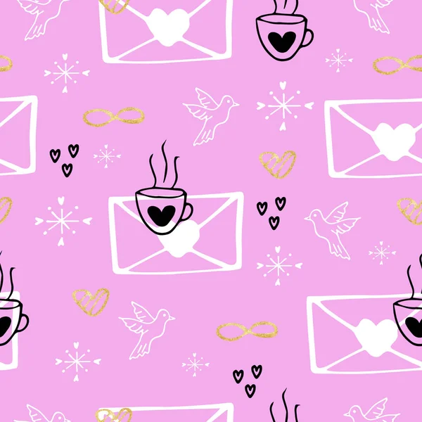 Valentines day seamless pattern for textile, fabric, wrapping paper, wallpaper. Love romantic pattern
