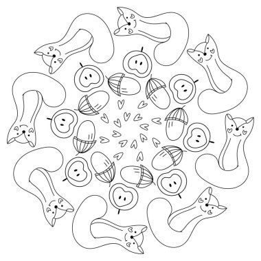 Sonbahar dekoratif çerçeve, sonbahar mandala, sonbahar süsü