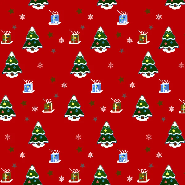 Hermosa Bandera Navidad Con Árbol Año Nuevo Cajas Regalo Que — Archivo Imágenes Vectoriales