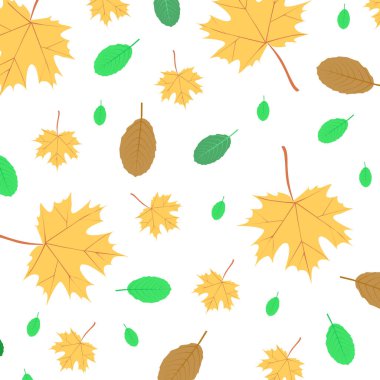 Merhaba Autumn. Altın Yapraklarla Tekrarlanan Desen. Vektör İllüstrasyonu