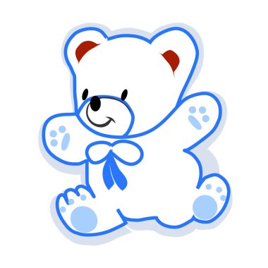 Beyaz arka planda izole edilmiş komik oyuncak ayı ikonu. Düz Tasarım Vektör Silueti