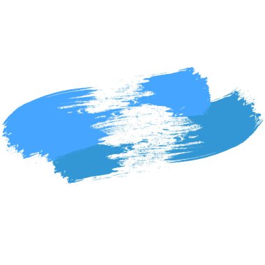 Mavi Fırça Vuruşları, Yaratıcı El Boyalı Poster İçin Beyaz Arkaplanda İzole Edildi. Vektör İllüstrasyonu