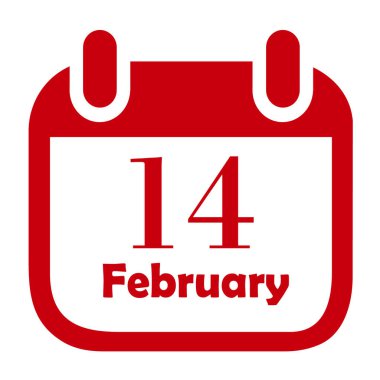 14 Şubat Günlük Sayfası. Düz Tasarım Vektör İllüstrasyonu