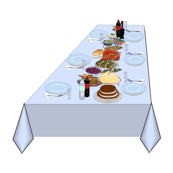 Covid Pandemic Karanténní Vánoce Nový Rok Chic Table Set Family — Stockový vektor