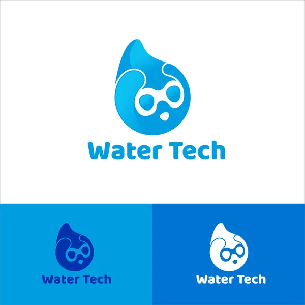 Vatten Droppe Logotyp Med Maskot Stil Modernt Vatten Maskot Med — Stock vektor