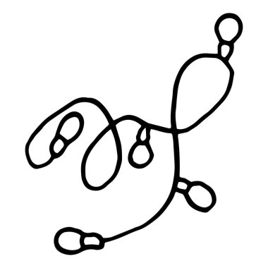 Elle çizilmiş çelenk gibi. Parlayan ışık vektörü. Kutlama, festival, karnaval, Noel, yeni yıl bayrağı, arka plan için sürekli bir çelenk çizimi.