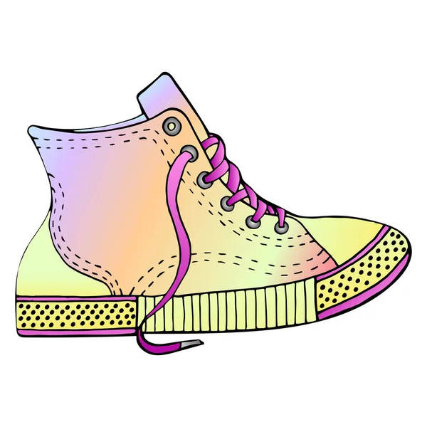 Chaussures Sport Illustration Couleur Dessinée Main Isolée Sur Fond Blanc — Image vectorielle