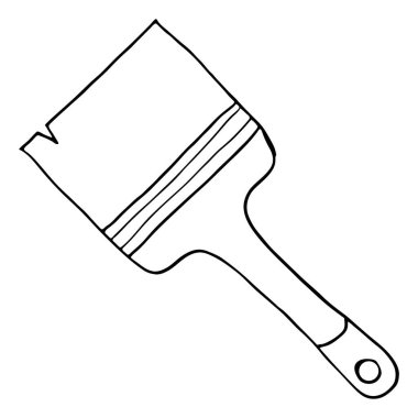 Duvarları boyamak için fırça. Tamir aleti. Sanatsal araçlar. Beyaz arkaplanda vektör illüstrasyonu izole edildi. El ilanları, posterler için ideal. Element