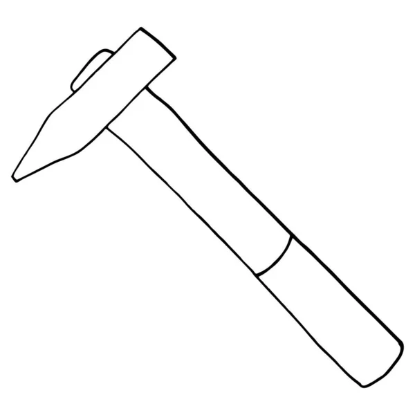 Hammer Symbol Skizzenlinien Construction Tool Vector Illustration Isoliert Auf Weißem — Stockvektor