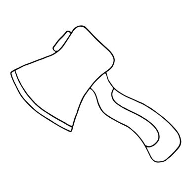 El yapımı balta. Yapı araçları. Vektör illüstrasyonu beyaz arkaplanda izole edildi. El ilanları, posterler için ideal. Element