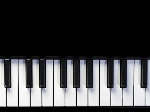 Siyah Arkaplanda Piyano Veya Klavyenin Üst Görünümü — Stok fotoğraf