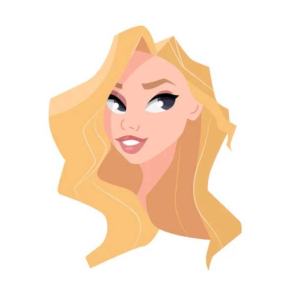 Retrato Una Hermosa Chica Rubia Gráficos Vectores Diseño Plano Ideal — Vector de stock