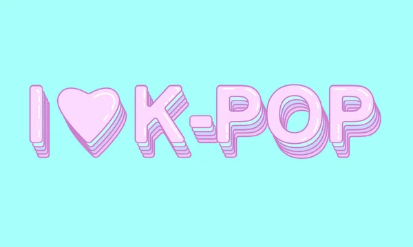 让我喜欢蓝色背景的K Pop 粉丝海报 韩国流行音乐风格 矢量图解 T恤衫印花 — 图库矢量图片