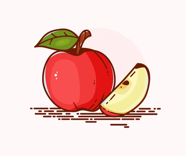 Векторная Иллюстрация Красивого Красного Яблока Кусок Яблока Икона — стоковый вектор